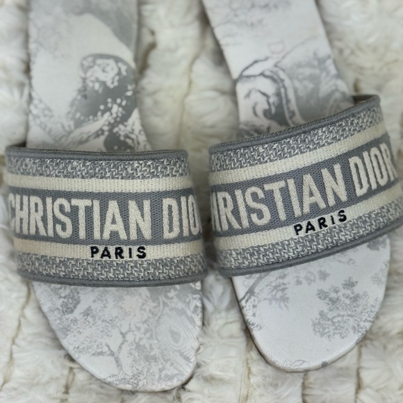 Dior Women's Size 38 Slide Embroidered Cotton - Picture 4 of 11